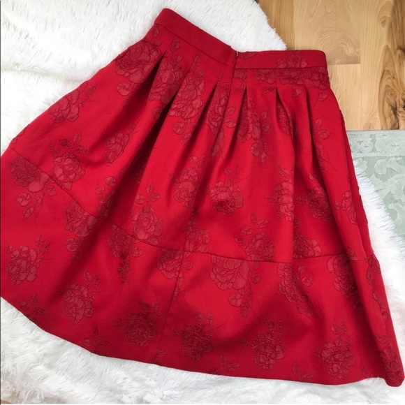 HOST PICK 2/21! ELLE // red pleated floral midi skirt - Picture 7 of 7